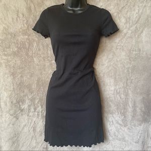 Black Bodycon Lettuce Hem Dress